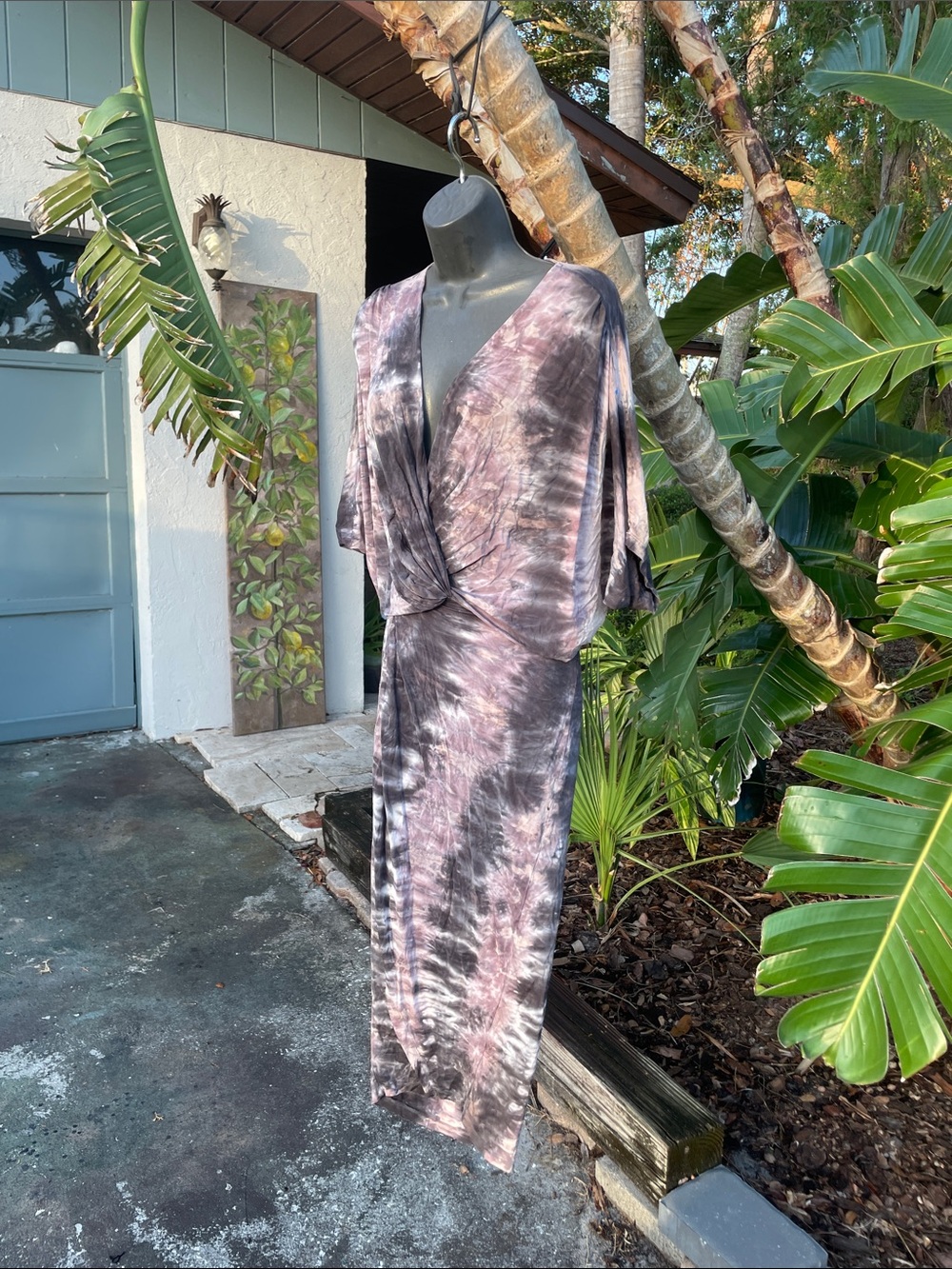 Young fabulous and broke drop waste twist front tie-dye dress